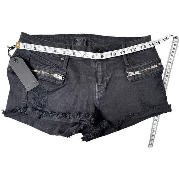 RtA x Harrods Cutoff Shorts Size 24 Black Denim Distressed NWT LA Made - Picture 6 of 6
